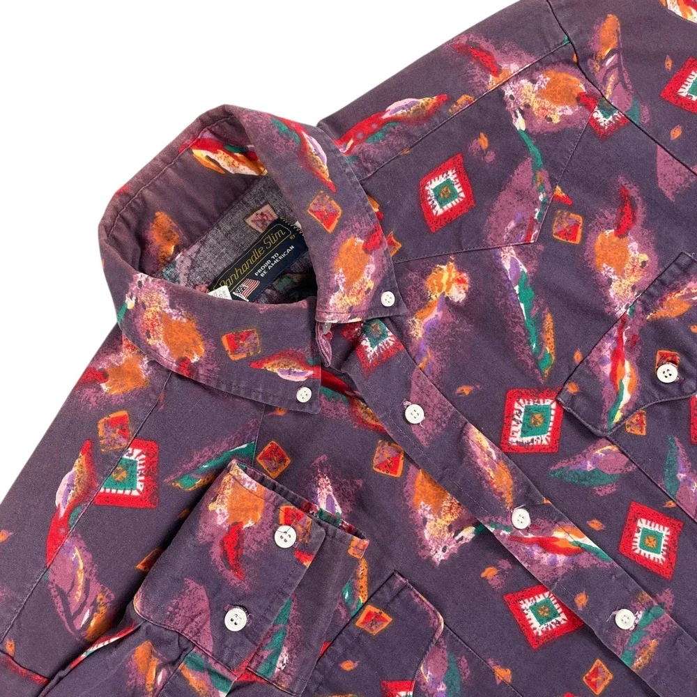 Panhandle Slim Shirt Mens 15.5/32 Purple Long Sleeve Button Down Western USA‎